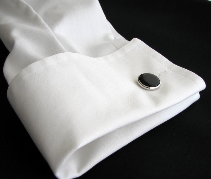 czarne onyksowe spinki do mankietów koszuli smokingowej